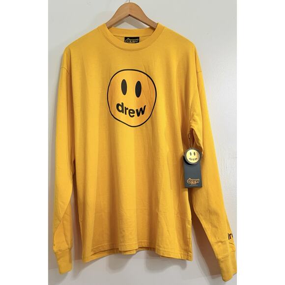 NEW Drew House Mascot Logo Smiley Face Tee - Size M Medium - Long Sleeve Shirt - Picture 1 of 3